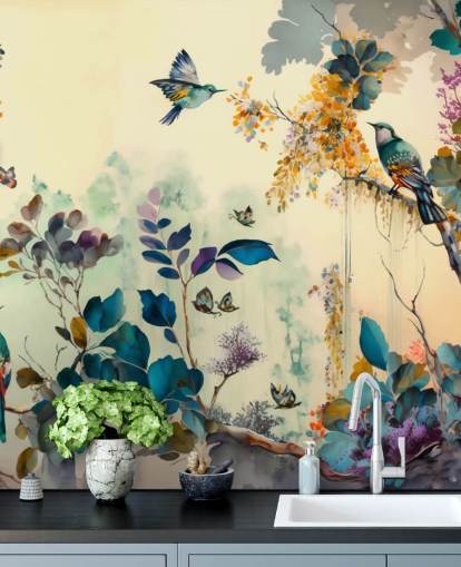 Tropical Birds at Dawn wallpaper