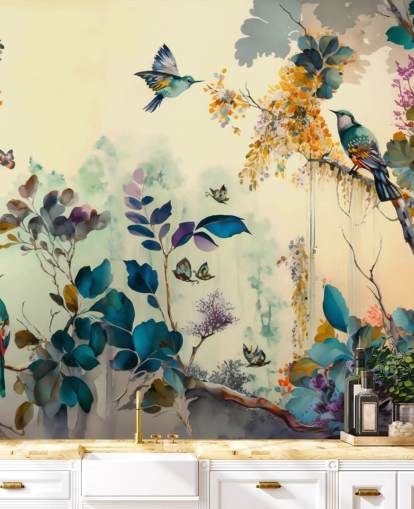 Papier peint Oiseaux tropicaux à l'aube