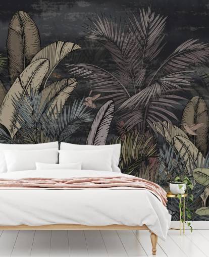 tropical evergreens at night wall mural tropical evergreens at night wall mural