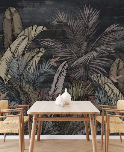 tropical evergreens at night wall mural tropical evergreens at night wall mural