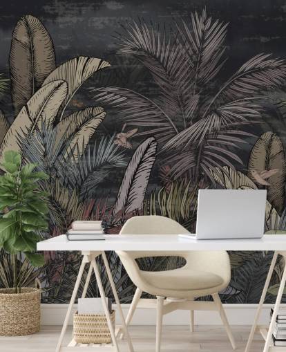 tropical evergreens at night wall mural tropical evergreens at night wall mural