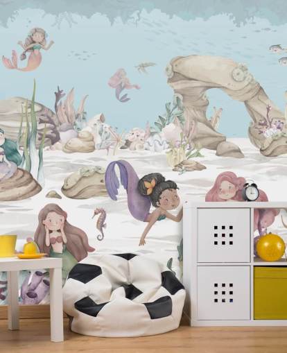 mural de papel de parede de sereia mural de papel de parede de sereia