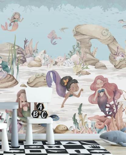 carta da parati murale a forma di sirena