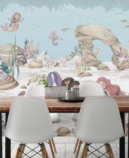 mural de papel pintado de sirena