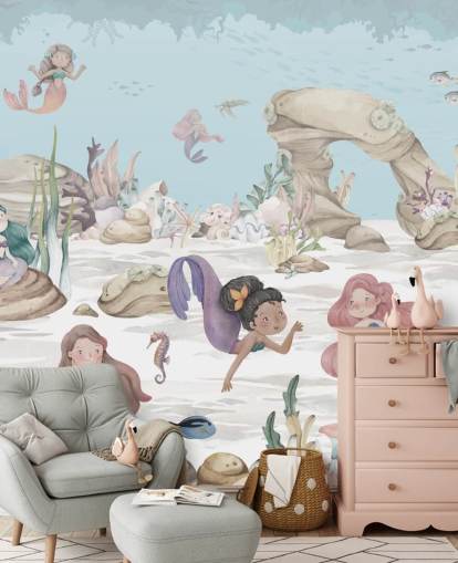 carta da parati murale a forma di sirena