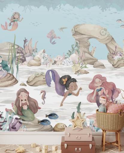mural de papel pintado de sirena