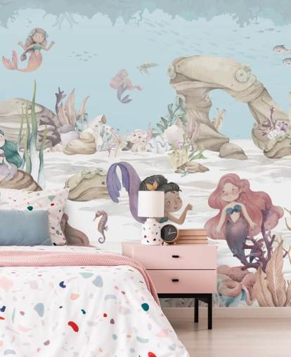 mural de papel pintado de sirena