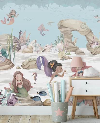 mural de papel de parede de sereia mural de papel de parede de sereia