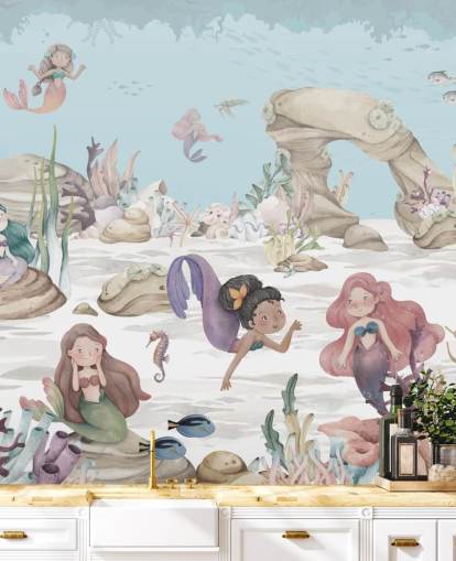 mural de papel pintado de sirena mural de papel pintado de sirena
