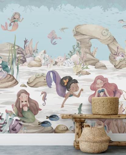 mural de papel pintado de sirena mural de papel pintado de sirena