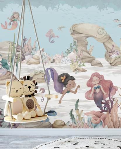 carta da parati murale a forma di sirena