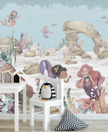 carta da parati murale a forma di sirena