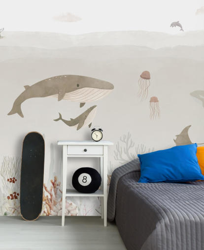 Kids Sea Life Veggmaleri i brunt Kids Sea Life Veggmaleri i brunt