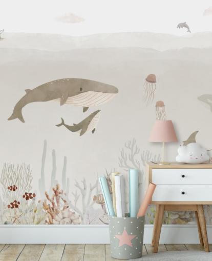 Decorazione murale Sea Life per bambini in marrone