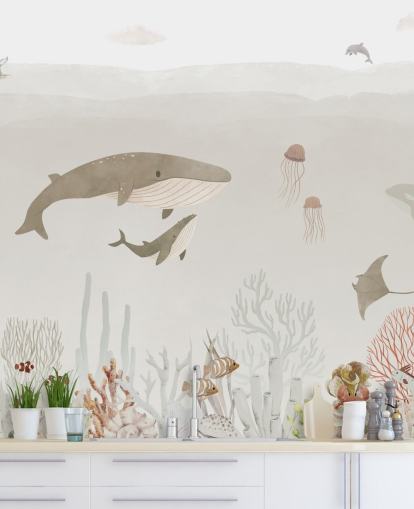 Wandbild Sea Life für Kinder in Braun Wandbild Sea Life für Kinder in Braun