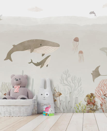 Kids Sea Life Veggmaleri i brunt