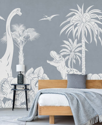 blue dinosaur wallpaper mural