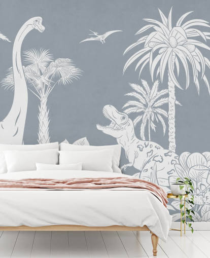 blue dinosaur wallpaper mural