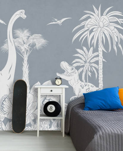 blue dinosaur wallpaper mural