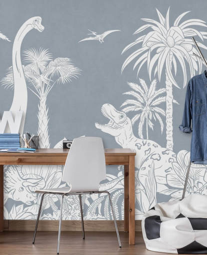 blue dinosaur wallpaper mural