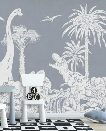 blue dinosaur wallpaper mural