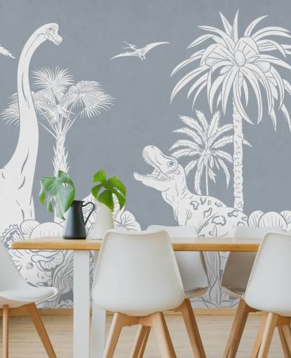 blue dinosaur wallpaper mural