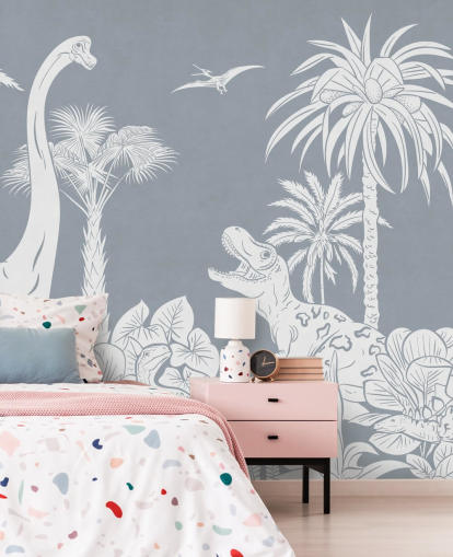 papier peint dinosaure bleu