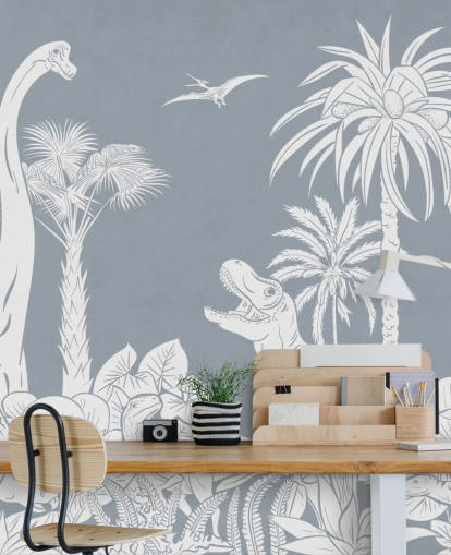 blue dinosaur wallpaper mural