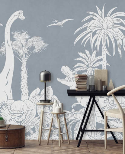 blue dinosaur wallpaper mural