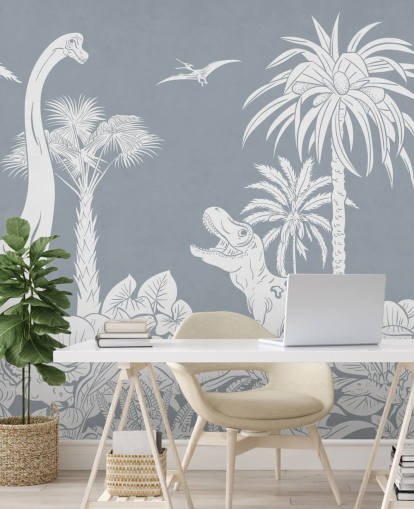 blue dinosaur wallpaper mural