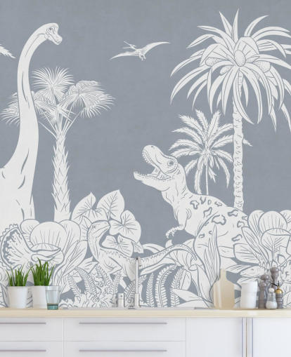 mural de papel pintado de dinosaurio azul mural de papel pintado de dinosaurio azul