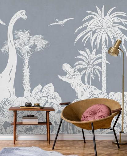 blue dinosaur wallpaper mural