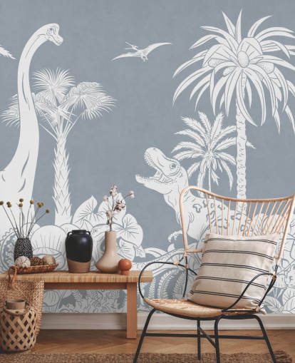 blue dinosaur wallpaper mural