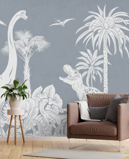 blue dinosaur wallpaper mural