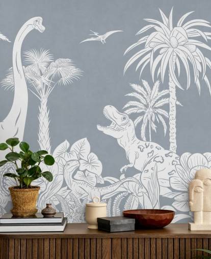 blue dinosaur wallpaper mural