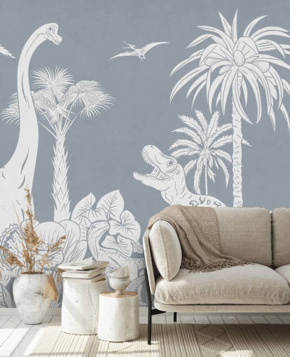 blue dinosaur wallpaper mural