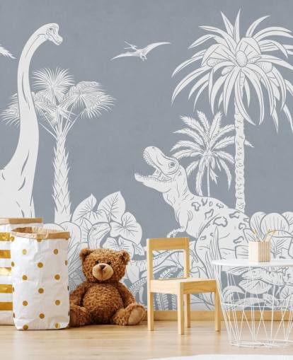 blue dinosaur wallpaper mural