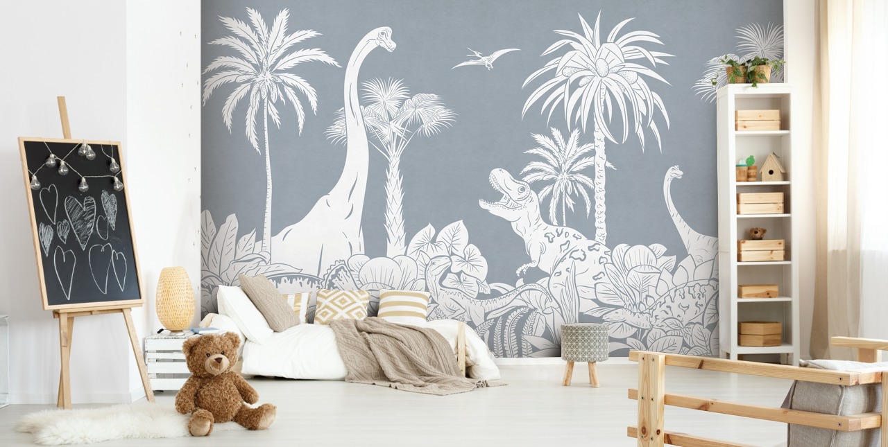 sininen dinosaurus tapetti seinämaalaus