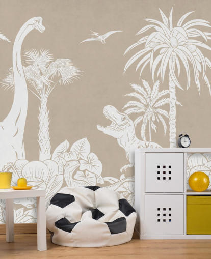 brown dinosaur wallpaper mural 