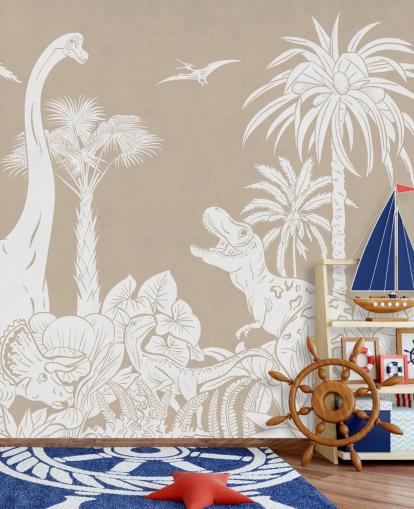 bruine dinosaurus muurschildering bruine dinosaurus muurschildering