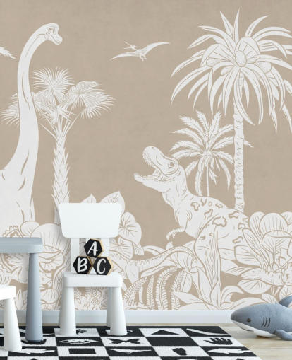 brown dinosaur wallpaper mural 