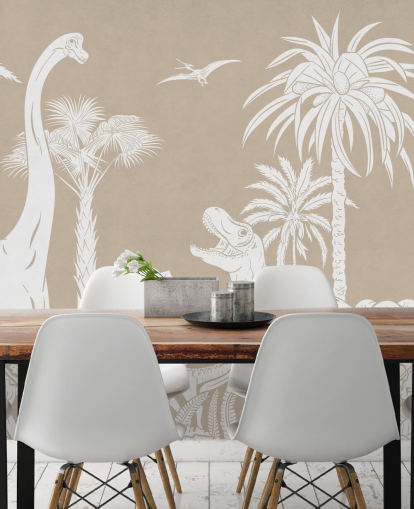 brown dinosaur wallpaper mural 