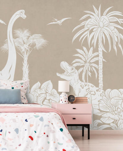 brown dinosaur wallpaper mural 