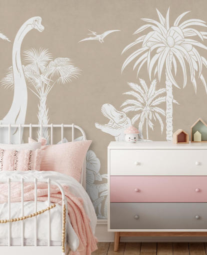 brown dinosaur wallpaper mural 