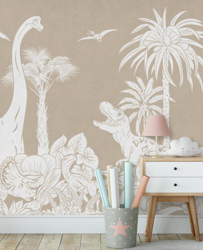 brown dinosaur wallpaper mural 