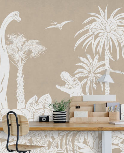 brown dinosaur wallpaper mural 