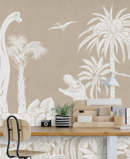 mural de papel pintado de dinosaurio marrón mural de papel pintado de dinosaurio marrón