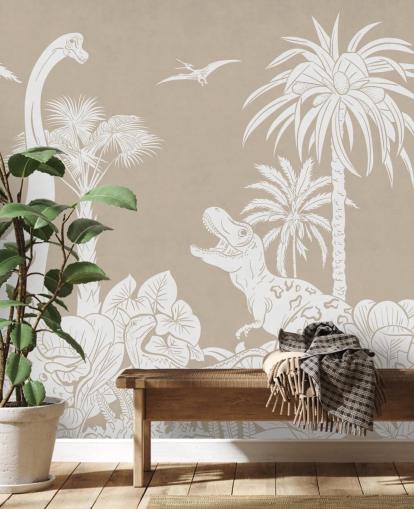 brown dinosaur wallpaper mural 