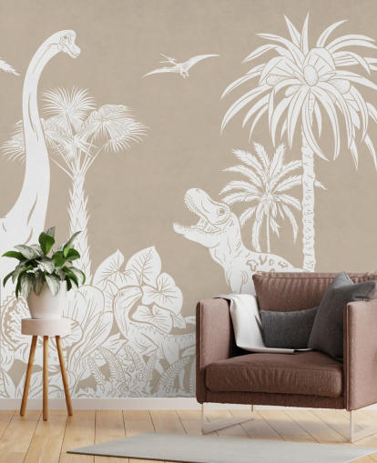 brown dinosaur wallpaper mural 