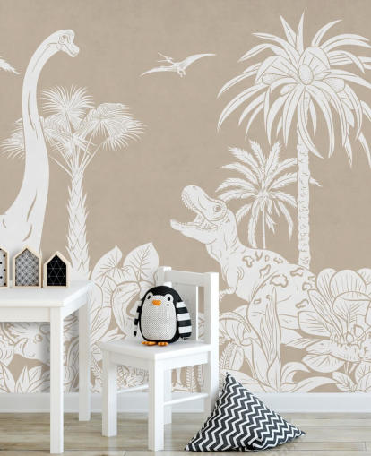 brown dinosaur wallpaper mural 